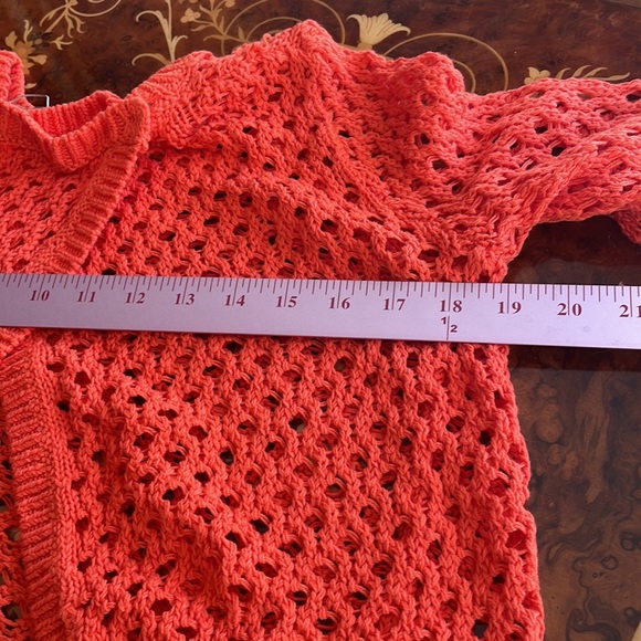 REBECCA TAYLOR SzM cotton blend cross back crop sweater coral orange NWT - Picture 7 of 7